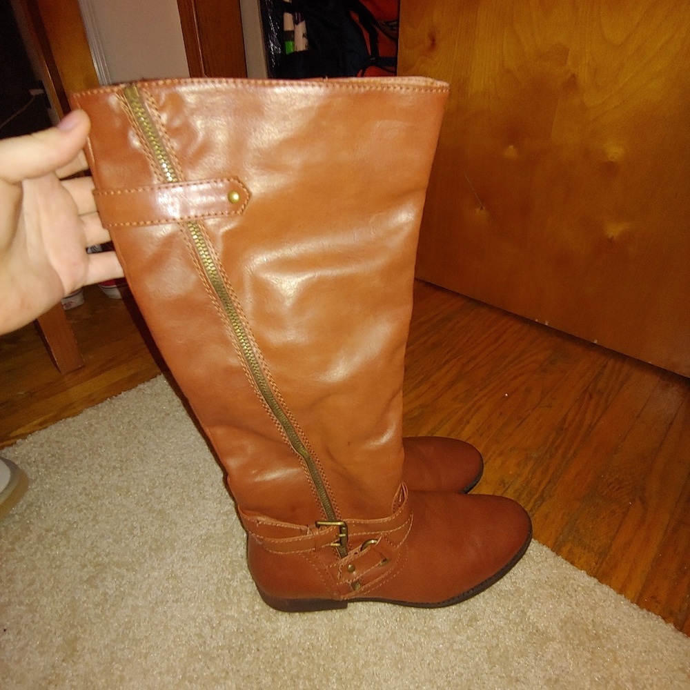 Brown pleather boots